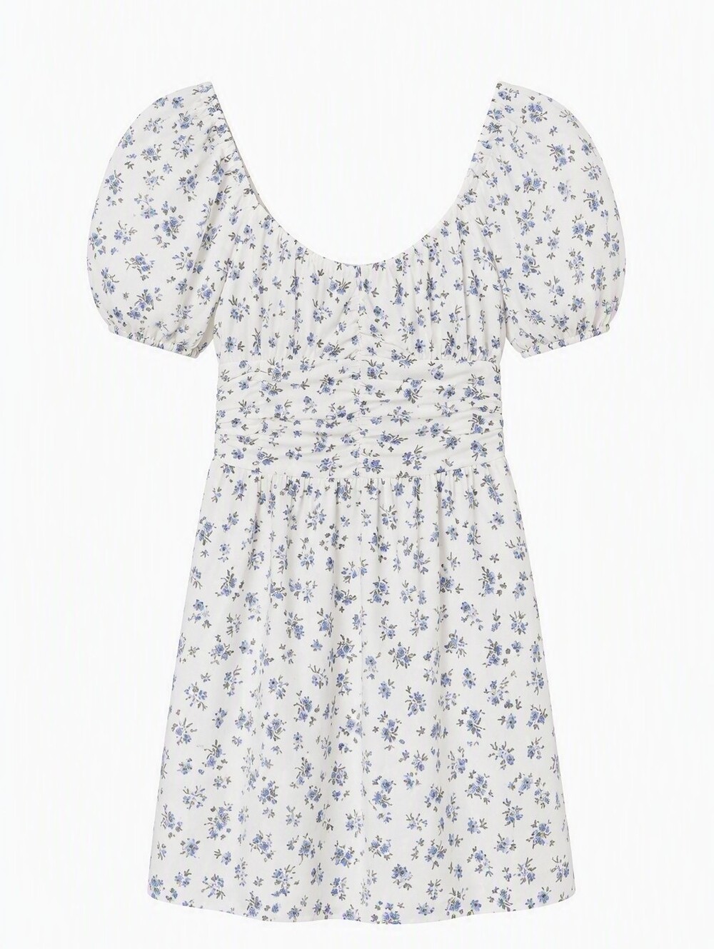 Hollister White Floral Smocked Puff-Sleeve Women’s Mini Dress - Size XS